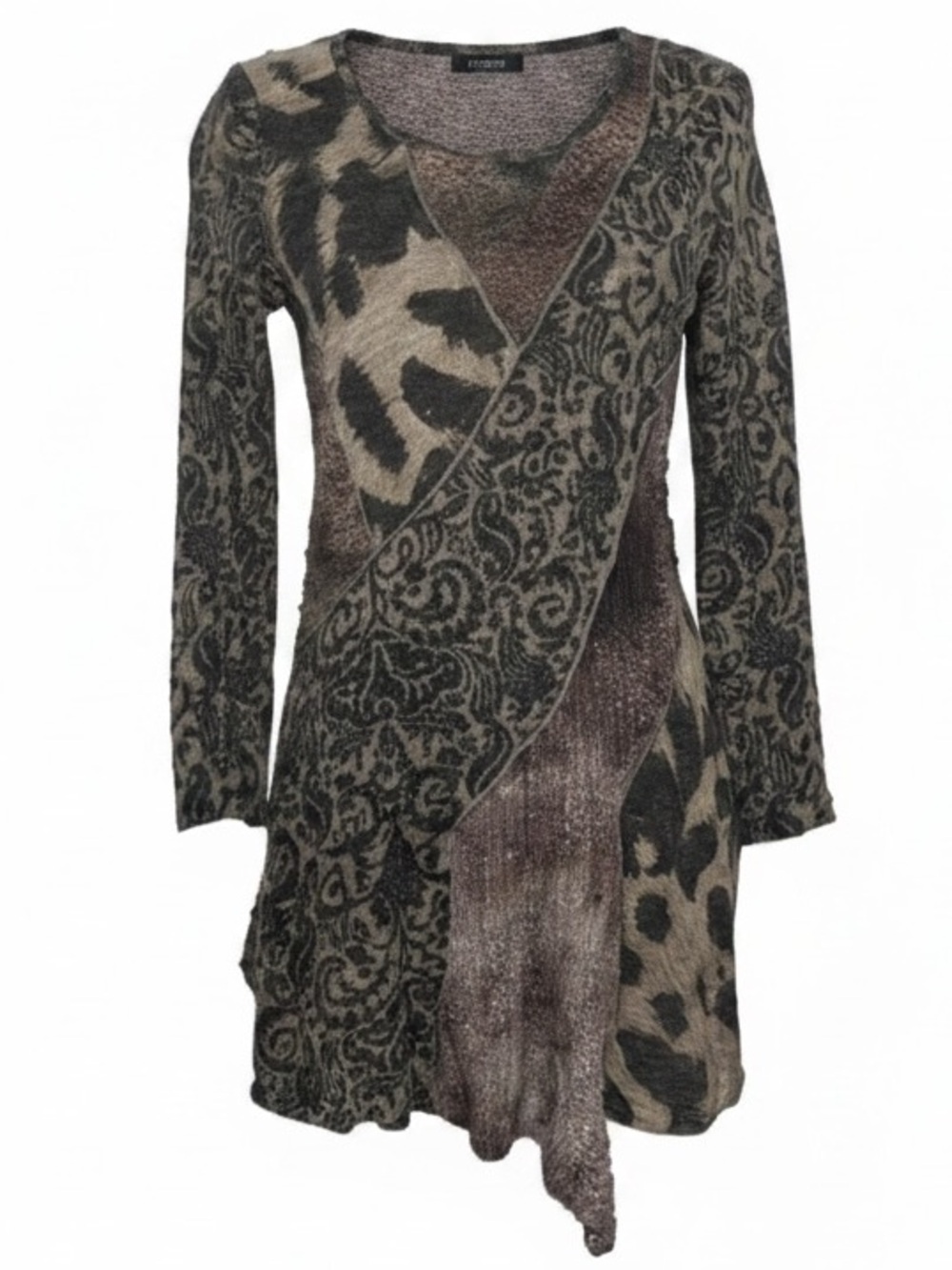 Adore Sweater Knit Tunic Muted Multi Patern Womens size Small